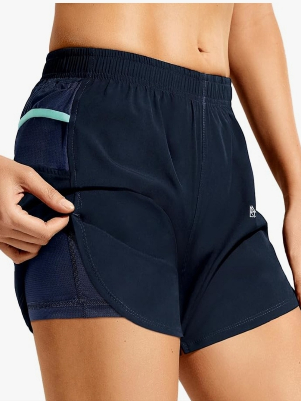 Haimont. Women's Navy Athletic Running Shorts with Side Pocket. Size Med. NWT.